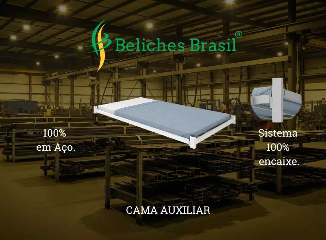Cama Auxiliar 100% em Aço e de Encaixe Beliches Brasil®.